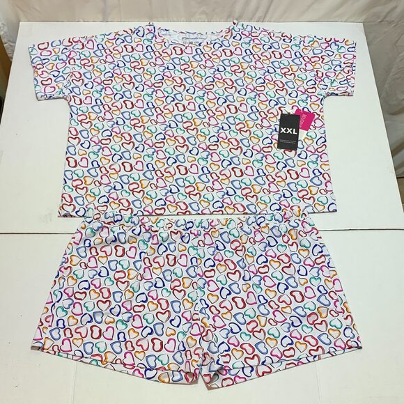 IBKomfortable by IBKUL 2 Piece Pajama Short Set Women Size 2XL NWT Hearts Lounge - Picture 2 of 11
